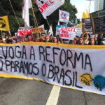 Manifestação contra o novo ensino médio (Foto: Abraão Cruz/TV Globo)