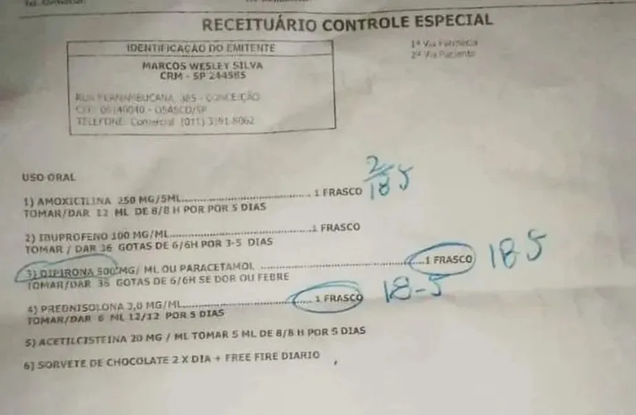 Médico que receitou sorvete e ‘Free Fire’ a criança é readmitido pela prefeitura de Osasco